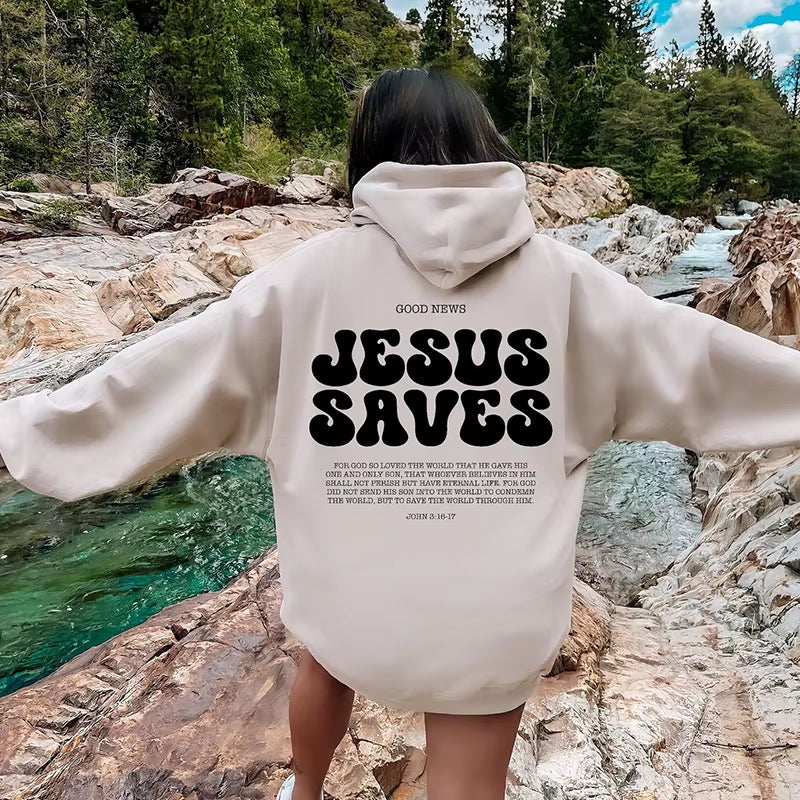 Jesus Saves Sweatshirt Christian Sweatshirts Faith Top Jesus Hoodie Bible Verses Crewneck Sweatshirt Women Graphic Pullover Tops